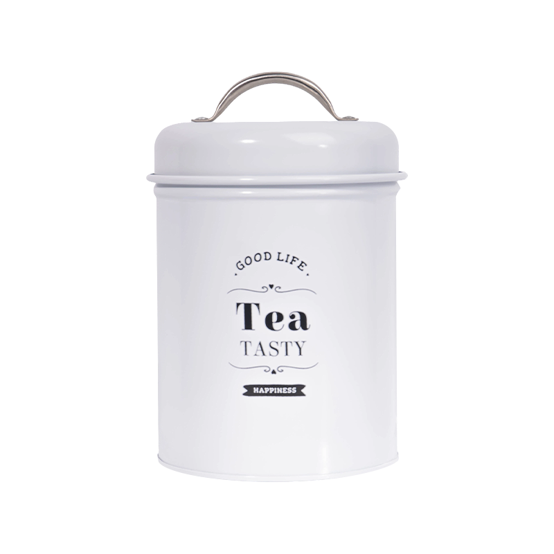 Black and White Metal Sealed Moisture-Proof Tea Storage Canister