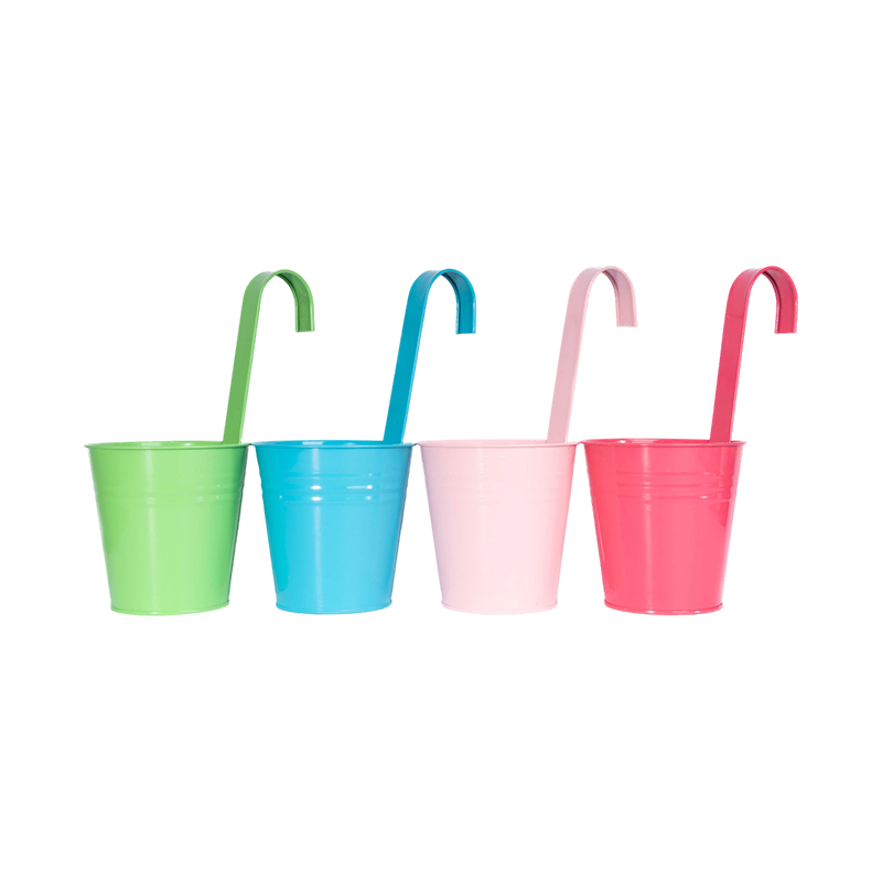 Colored Metal Flower Pot With Handle