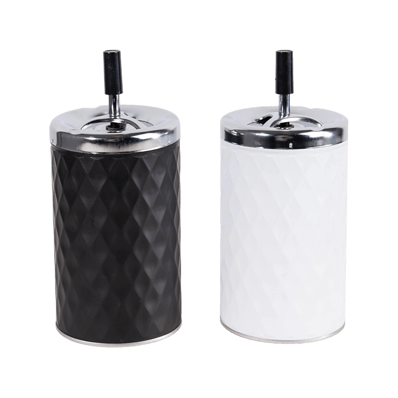 Tall Metal Push-button Ashtray