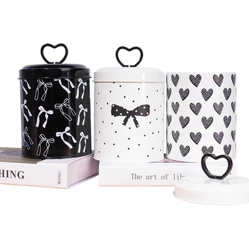 Vertical Heart-Shaped Decorative Metal Storage Canister
